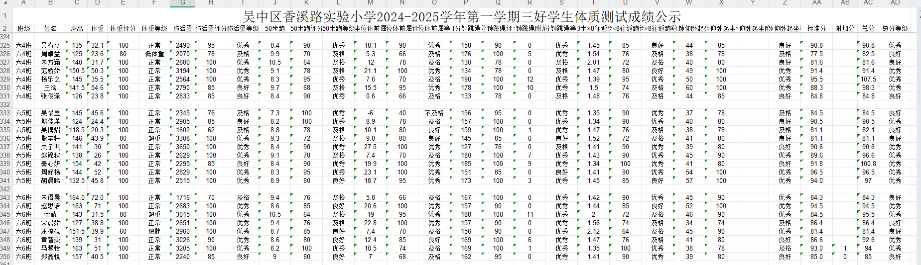 三好学生体质公示9